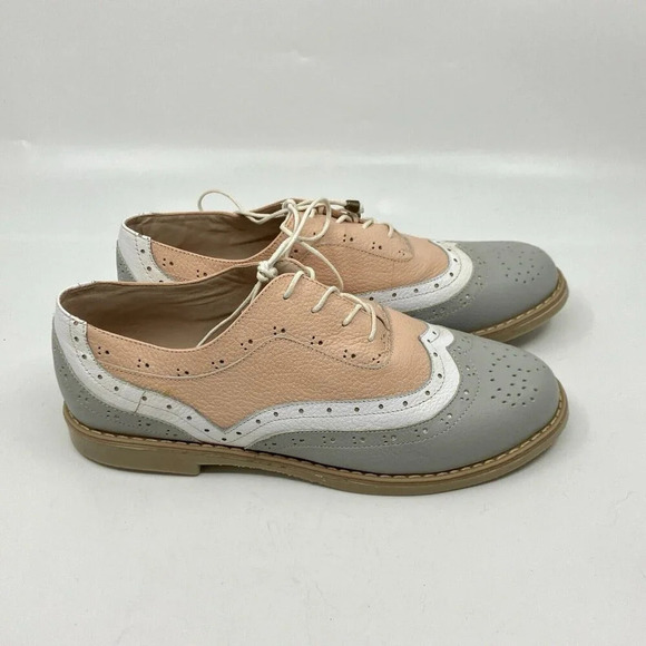 Ana Maria Oxford Pink  Gray Loafers Shoes EU 36 Faux Leather Rockabilly Brogues - Picture 4 of 8